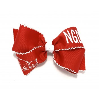 Nan Grey Davis  (Red) / White Pico Stitch Bow - 6 Inch